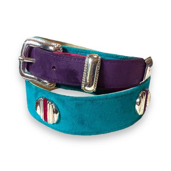 Vintage Ginnie Johansen Belt Womens 80s Suede Western Cowgirl Blue Purple Size L main image 6